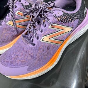 New Balance Purple and Orange Athletic Shoes with Mesh Upper